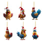 6Pcs Acrylic Chicken Pendant Car Hanging Christmas Decoration-Style 2