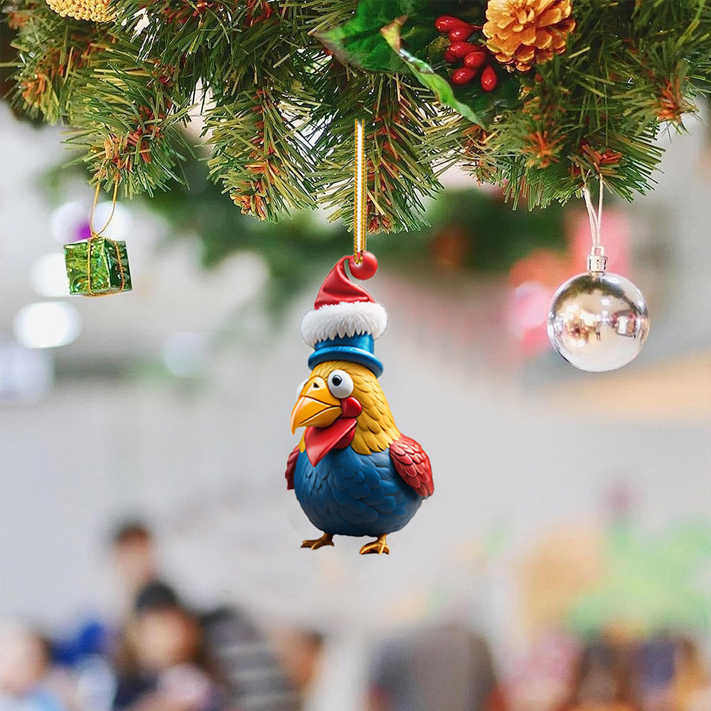 6Pcs Acrylic Chicken Pendant Car Hanging Christmas Decoration-Style 2