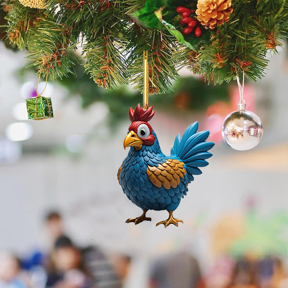 6Pcs Acrylic Chicken Pendant Car Hanging Christmas Decoration-Style 2