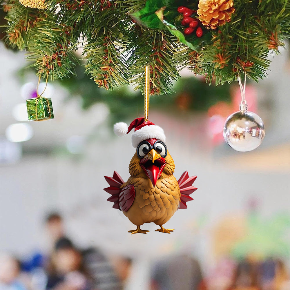6Pcs Acrylic Chicken Pendant Car Hanging Christmas Decoration-Style 2