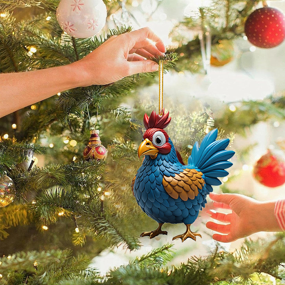 6Pcs Acrylic Chicken Pendant Car Hanging Christmas Decoration-Style 2