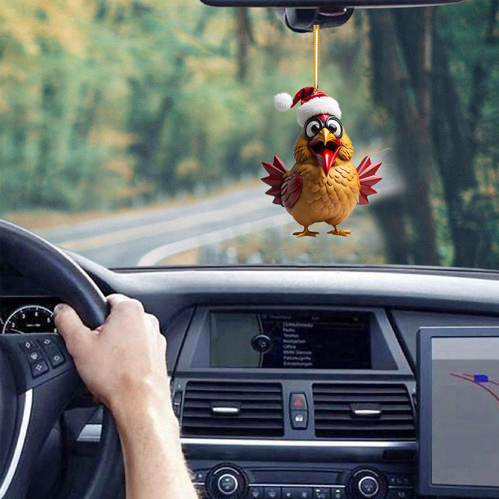 6Pcs Acrylic Chicken Pendant Car Hanging Christmas Decoration-Style 2