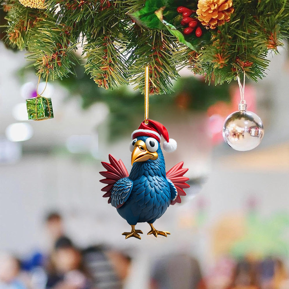 6Pcs Acrylic Chicken Pendant Car Hanging Christmas Decoration-Style 1