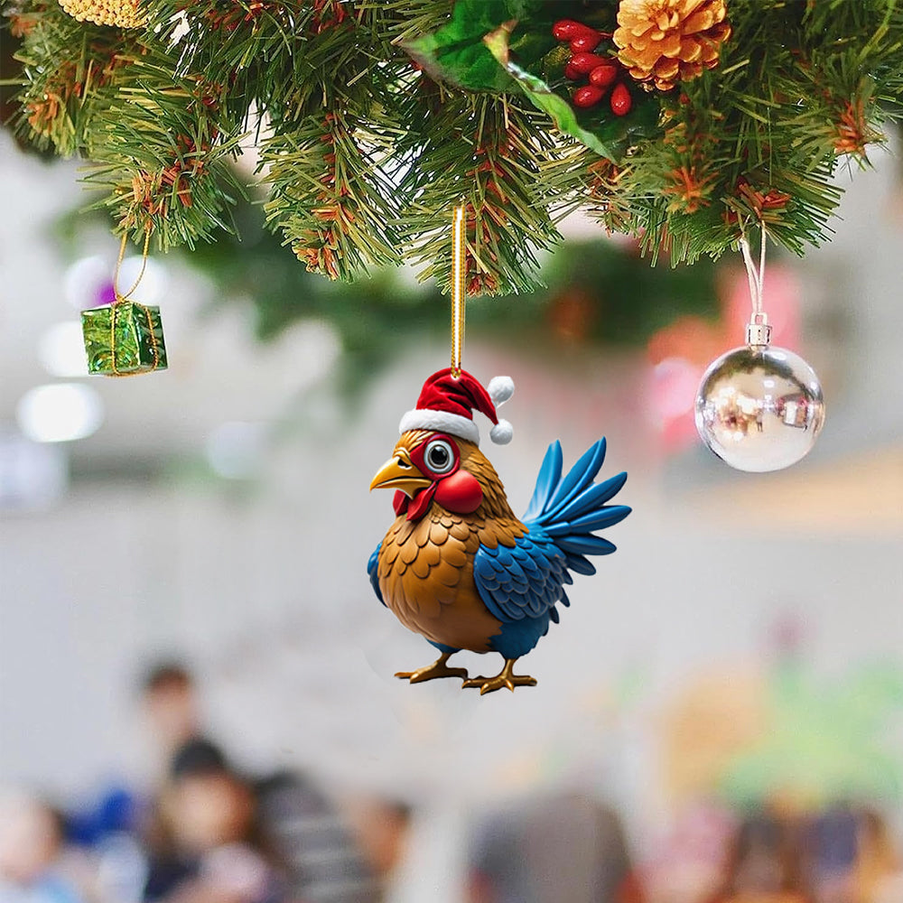 6Pcs Acrylic Chicken Pendant Car Hanging Christmas Decoration-Style 1