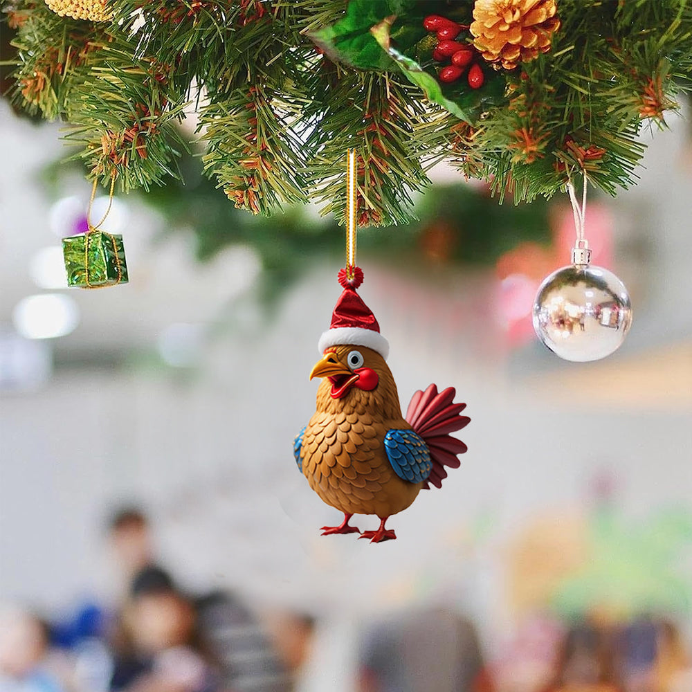 6Pcs Acrylic Chicken Pendant Car Hanging Christmas Decoration-Style 2