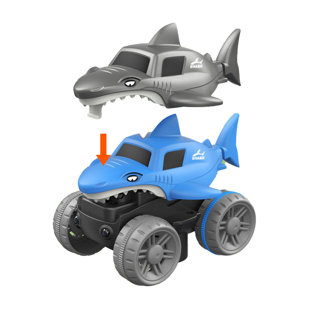 Changeable Track LED Light Up Shark Race Car Flexible Race Track Electric Shark Car Toy