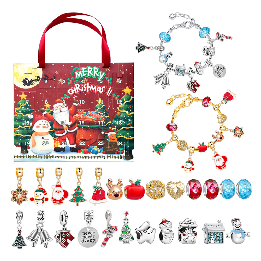 24 Days Christmas Advent Calendar DIY Bracelet Jewelry Making Kit-Gold and Silver