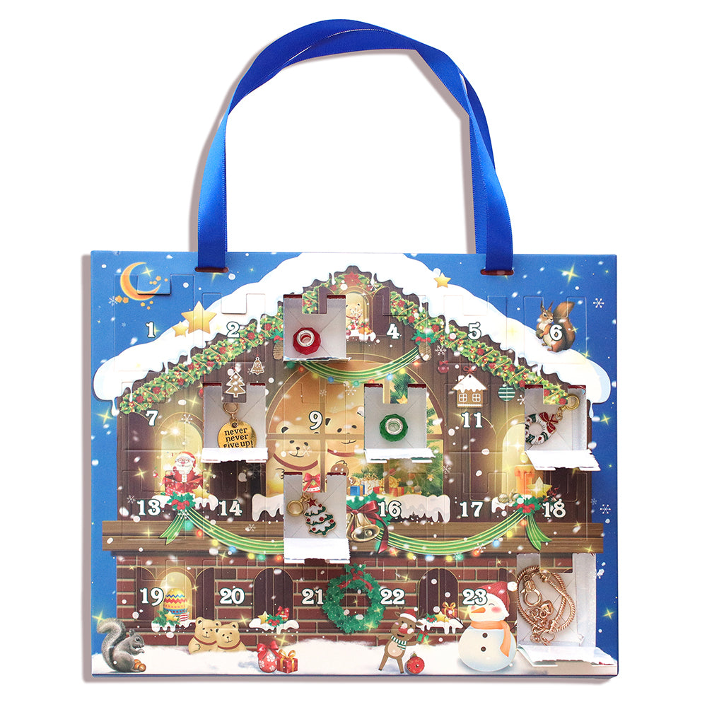 24 Days Christmas Advent Calendar DIY Bracelet Jewelry Making Kit-Blue Bag