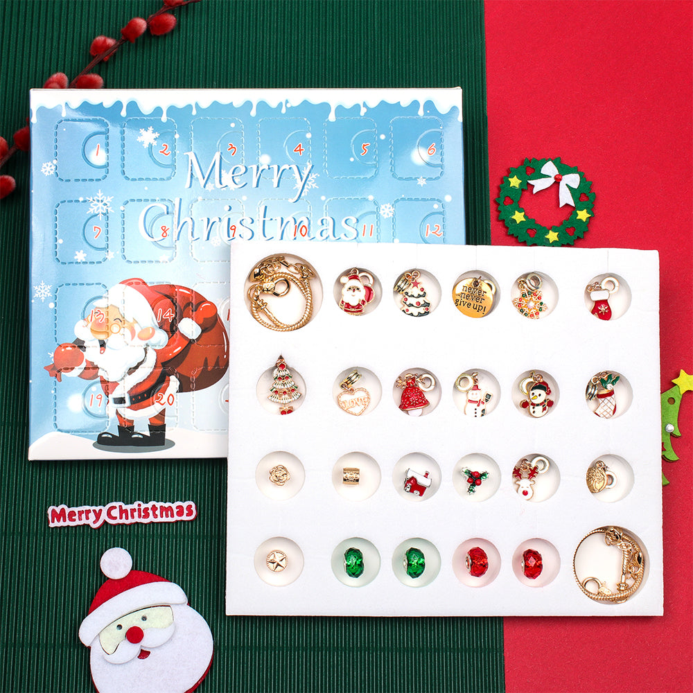 24 Days Christmas Advent Calendar DIY Bracelet Jewelry Making Kit-Gold