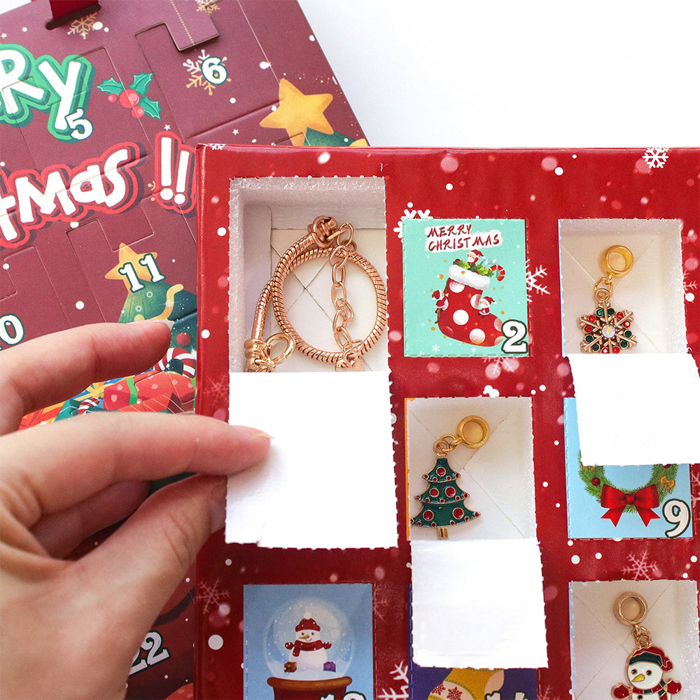 24 Days Christmas Advent Calendar DIY Bracelet Jewelry Making Kit-Gold and Silver