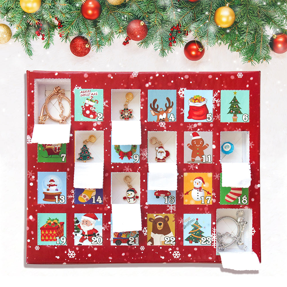 24 Days Christmas Advent Calendar DIY Bracelet Jewelry Making Kit-Gold and Silver