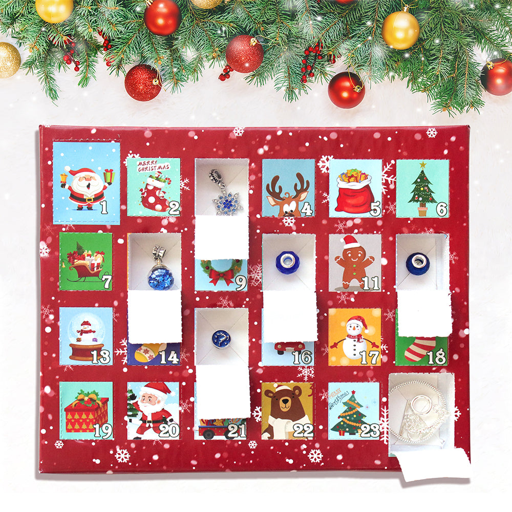 24 Days Christmas Advent Calendar DIY Bracelet Jewelry Making Kit-Blue