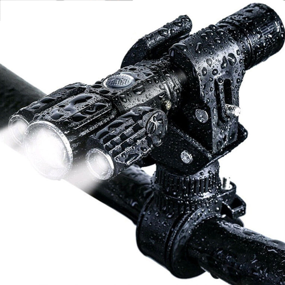 3-head USB Rechargeable Bike Headlight With Bracket for Night Cycling