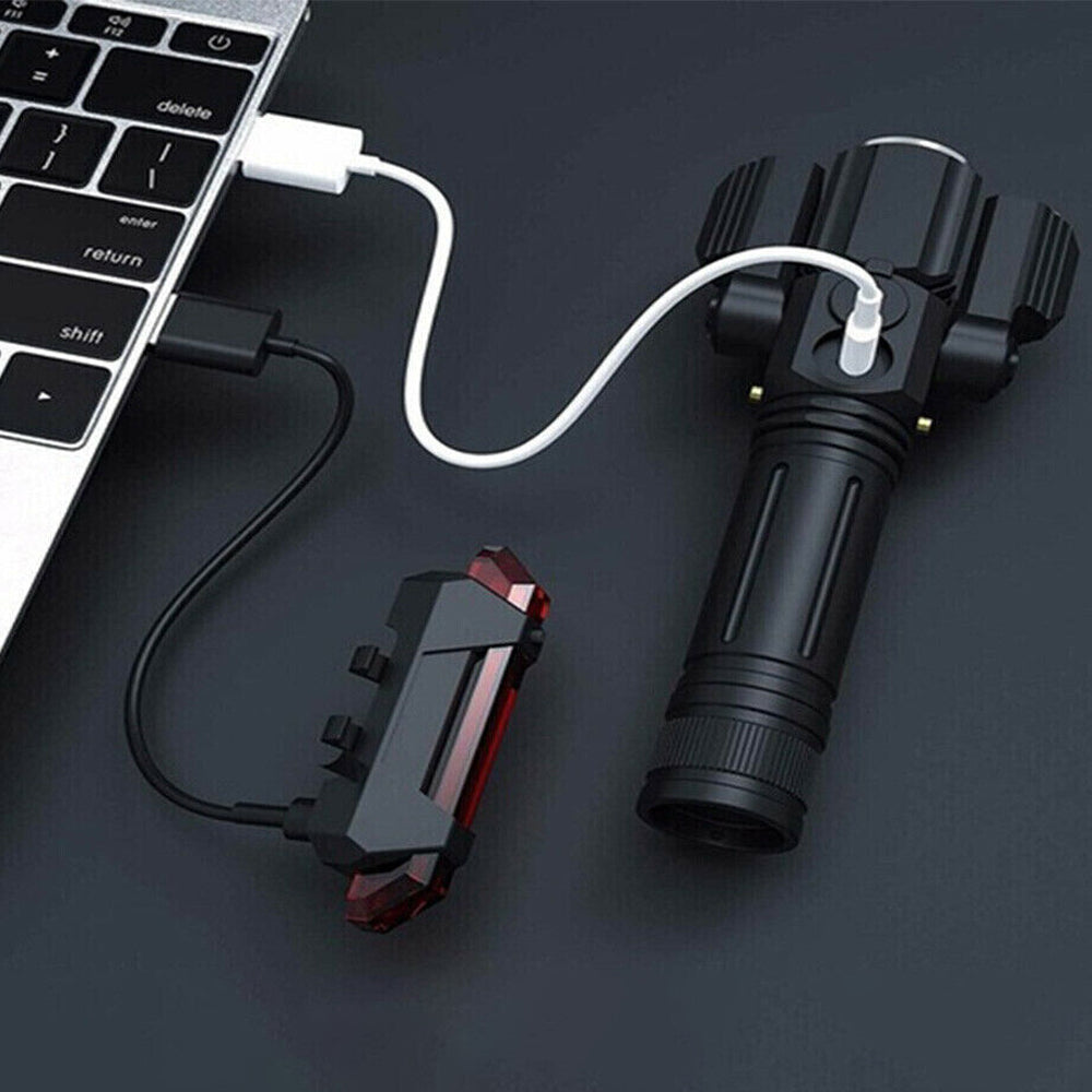 3-head USB Rechargeable Bike Headlight With Bracket for Night Cycling