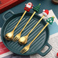 6Pcs Christmas Cake Dessert Coffee Stainless Steel Spoon Fruit Fork