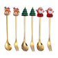 6Pcs Christmas Cake Dessert Coffee Stainless Steel Spoon Fruit Fork