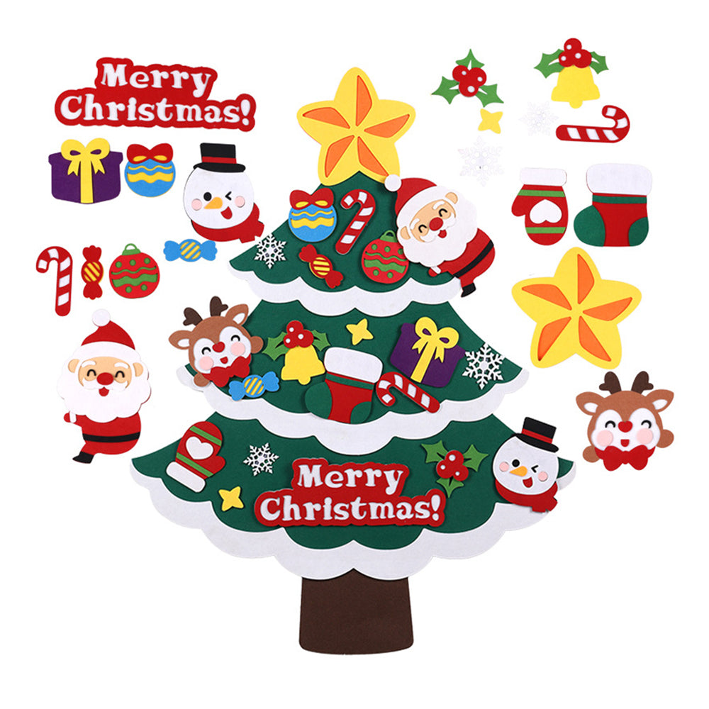 Reusable DIY Felt Christmas Tree Set with Removable Ornaments Xmas Decorations
