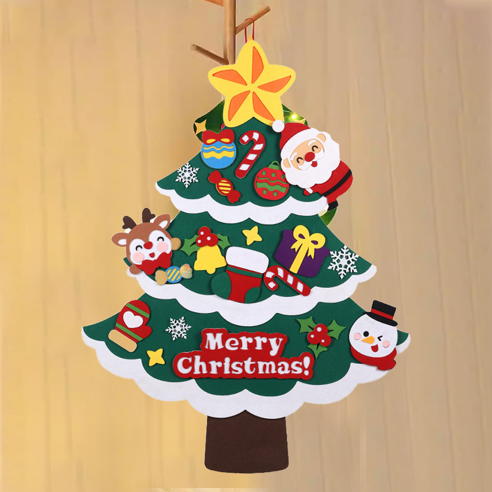 Reusable DIY Felt Christmas Tree Set with Removable Ornaments Xmas Decorations