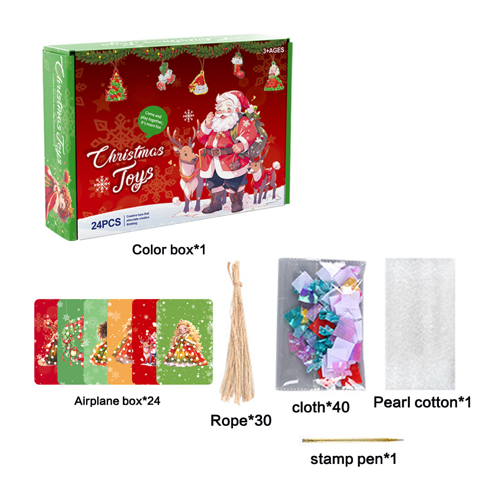 24 Days Puncture Painting Poke Art DIY Toys Christmas Tree Ornaments