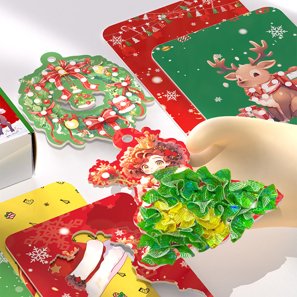 24 Days Puncture Painting Poke Art DIY Toys Christmas Tree Ornaments