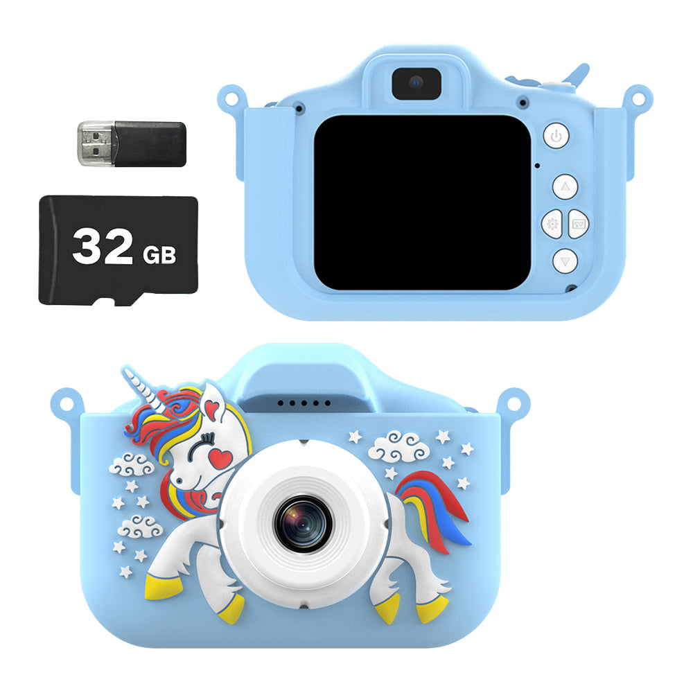 1080P HD Unicorn Kids Digital Camera Toy with 32G Memory Card