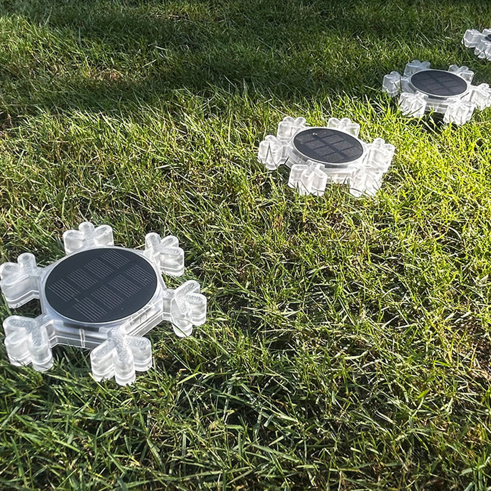 2Pcs Solar Snowflake LED Light Solar Lawn Wall Light Underground Light