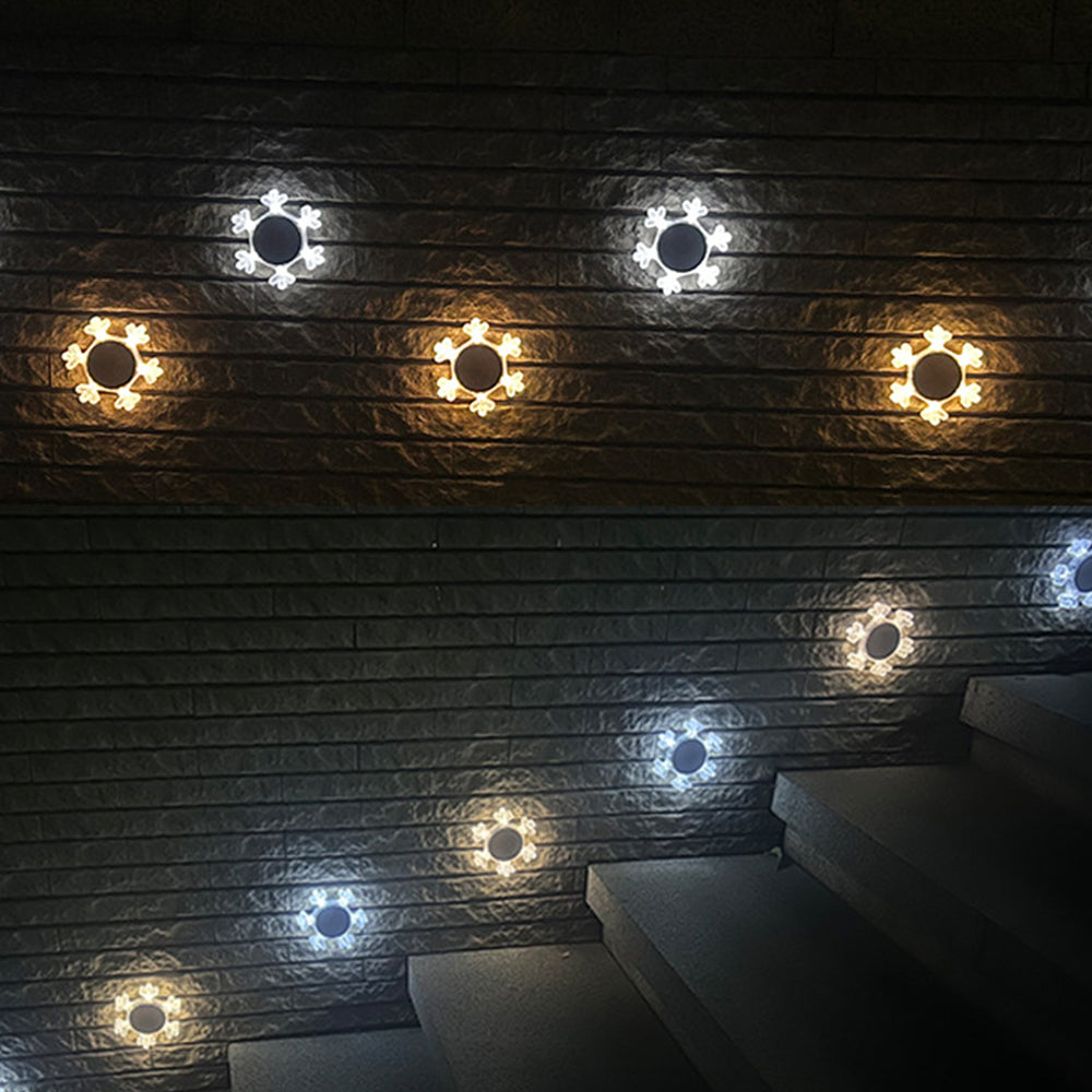 2Pcs Solar Snowflake LED Light Solar Lawn Wall Light Underground Light