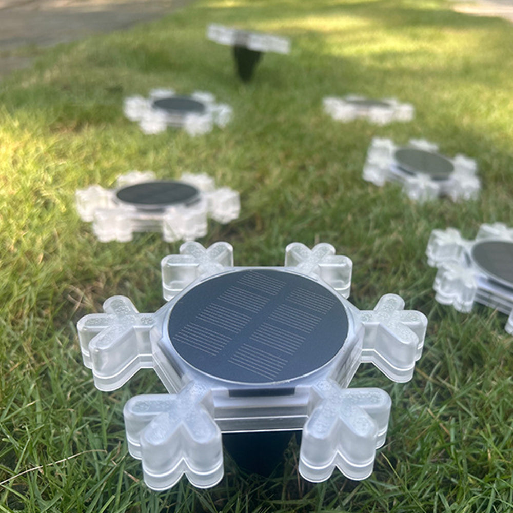 2Pcs Solar Snowflake LED Light Solar Lawn Wall Light Underground Light