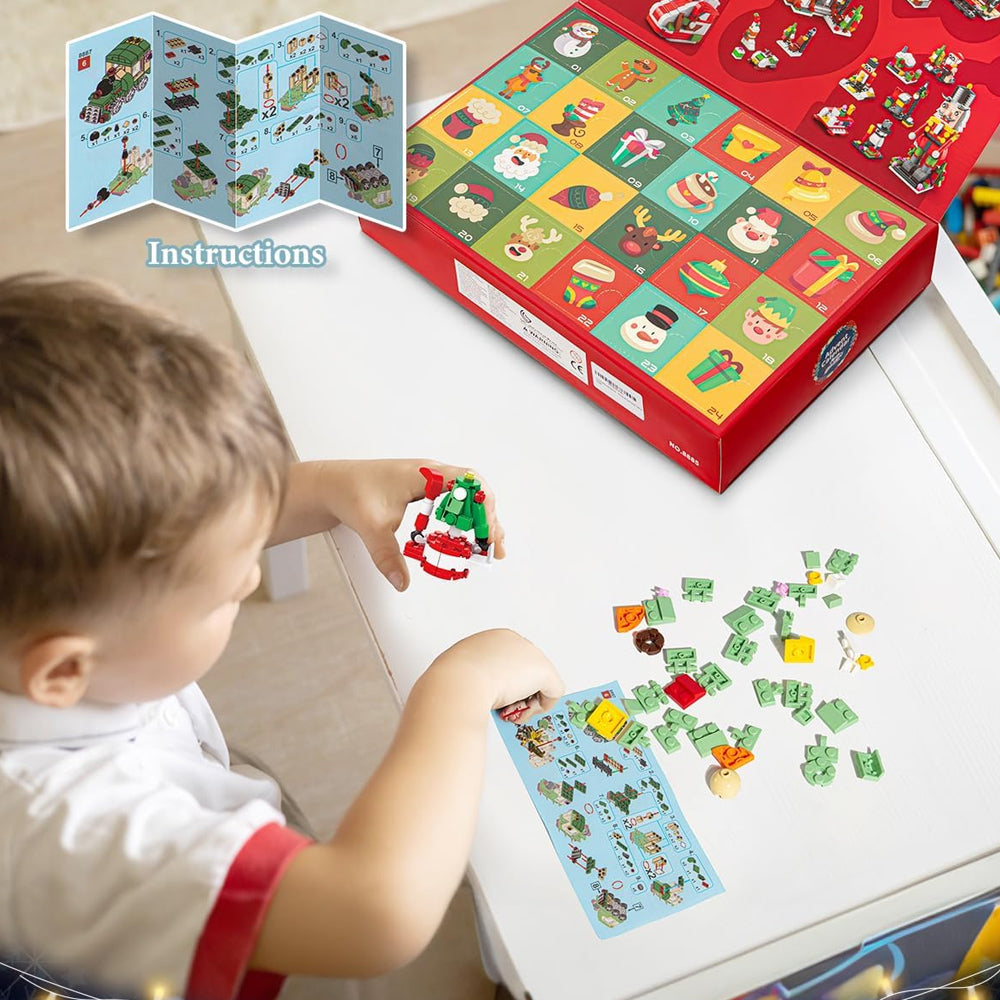 24 Days Christmas Advent Calendar Kids Building Blocks Playsets-Santa Claus
