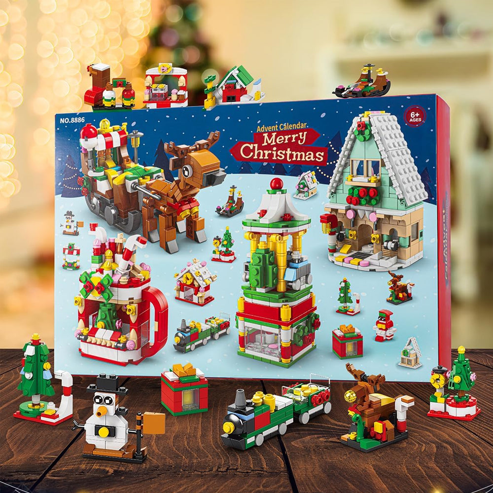 24 Days Christmas Advent Calendar Kids Building Blocks Playsets-Elk
