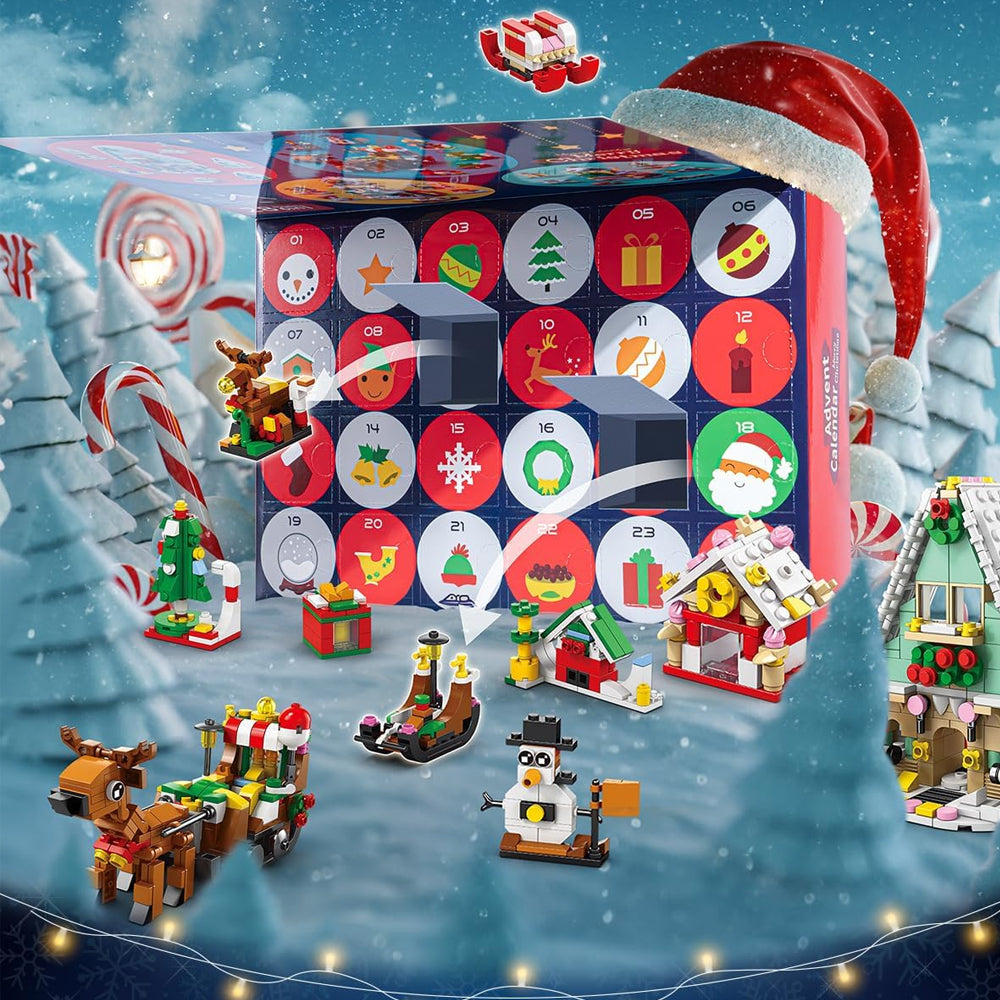 24 Days Christmas Advent Calendar Kids Building Blocks Playsets-Elk