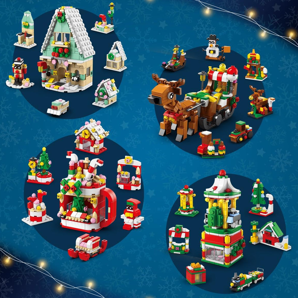 24 Days Christmas Advent Calendar Kids Building Blocks Playsets-Elk