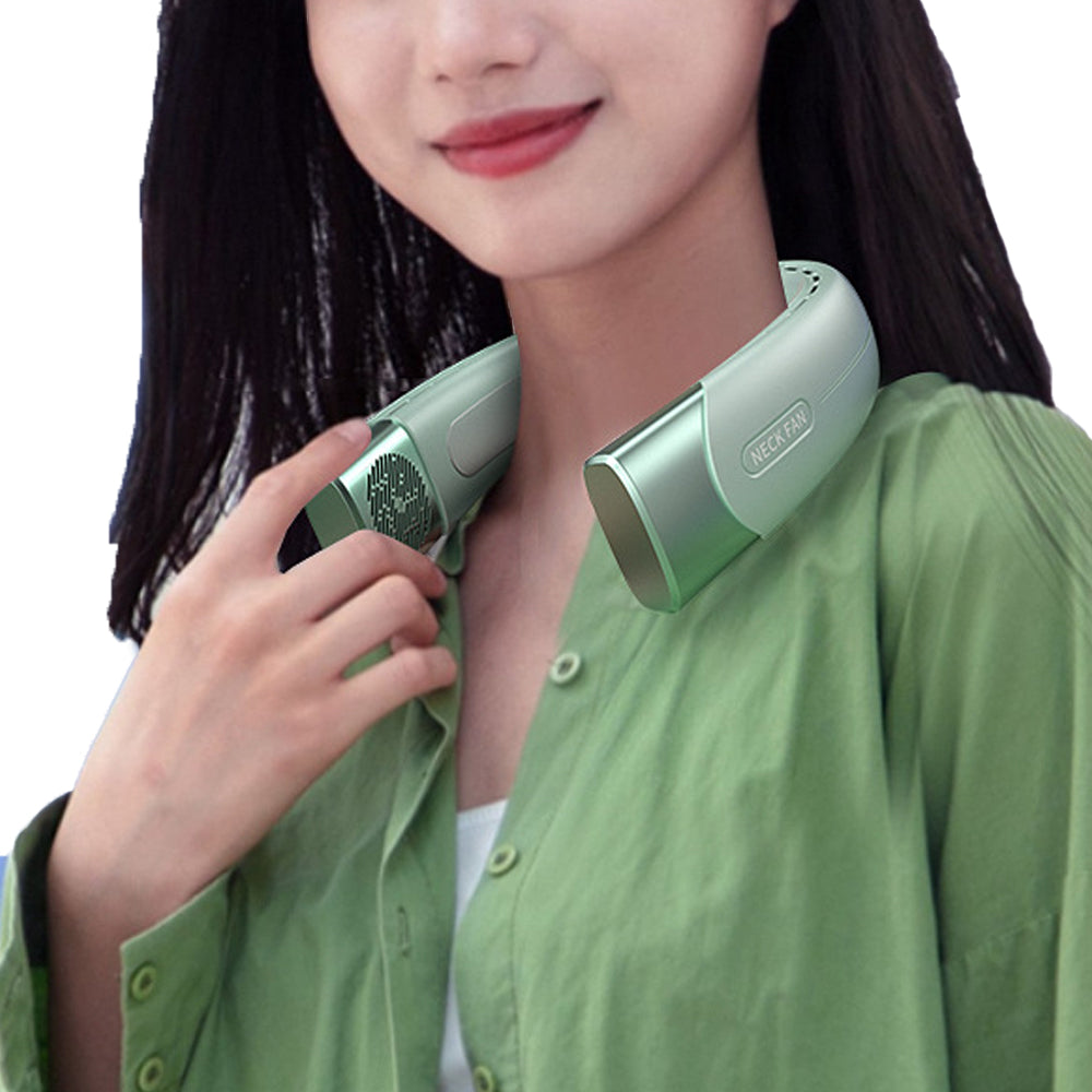 Hanging Neck Fan Wearable Bladeless Fan USB Rechargeable Cooling Fan with 5 Speed Adjustment