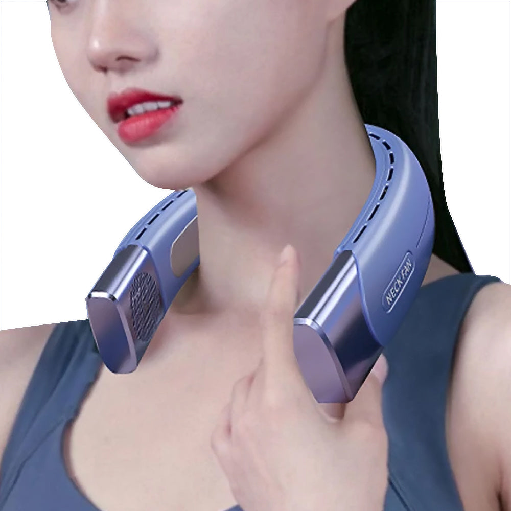 Hanging Neck Fan Wearable Bladeless Fan USB Rechargeable Cooling Fan with 5 Speed Adjustment