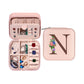 Initial Letter Travel Jewelry Box with Mirror-N