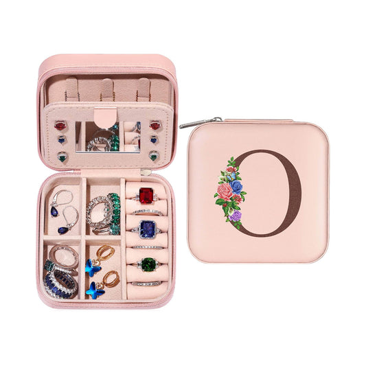 Initial Letter Travel Jewelry Box with Mirror-O