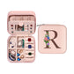 Initial Letter Travel Jewelry Box with Mirror-R