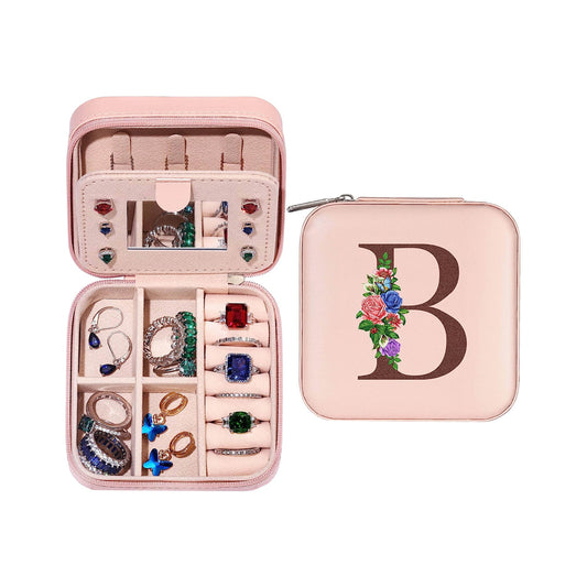 Initial Letter Travel Jewelry Box with Mirror-B