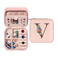 Initial Letter Travel Jewelry Box with Mirror-V