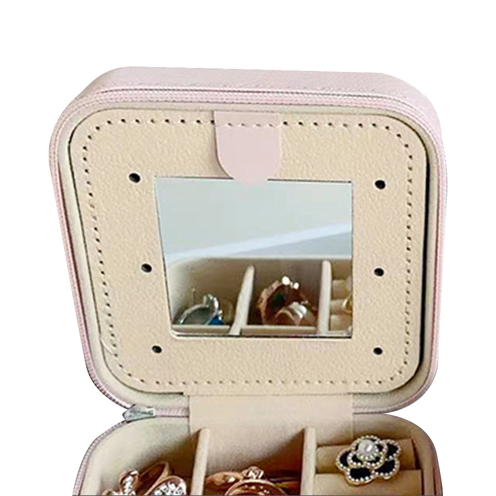 Initial Letter Travel Jewelry Box with Mirror-E