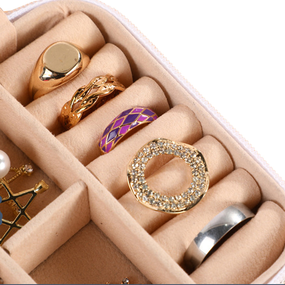 Initial Letter Travel Jewelry Box with Mirror-T