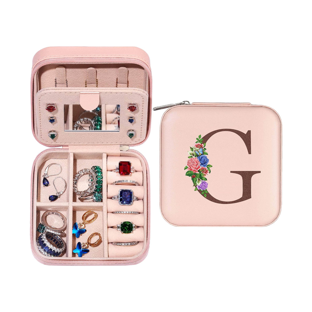 Initial Letter Travel Jewelry Box with Mirror-G