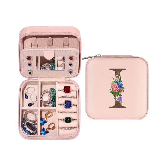 Initial Letter Travel Jewelry Box with Mirror-I