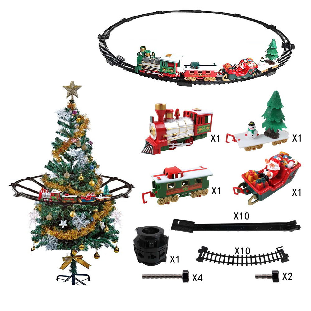 Electric Christmas Tree Train Set Around Tree with Sounds and Lights