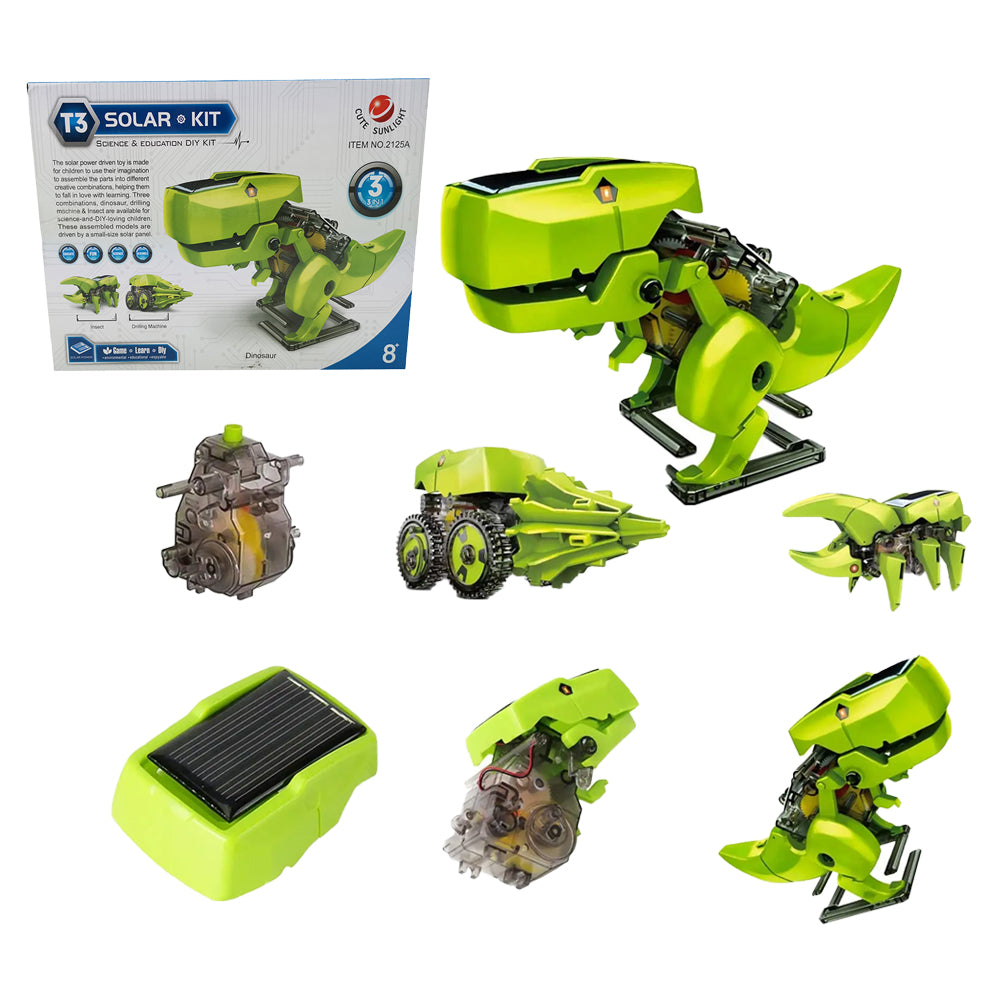3-in-1 Robot Dinosaur Toys DIY Solar Actuated Robot Kit STEM Building Projects for Kids