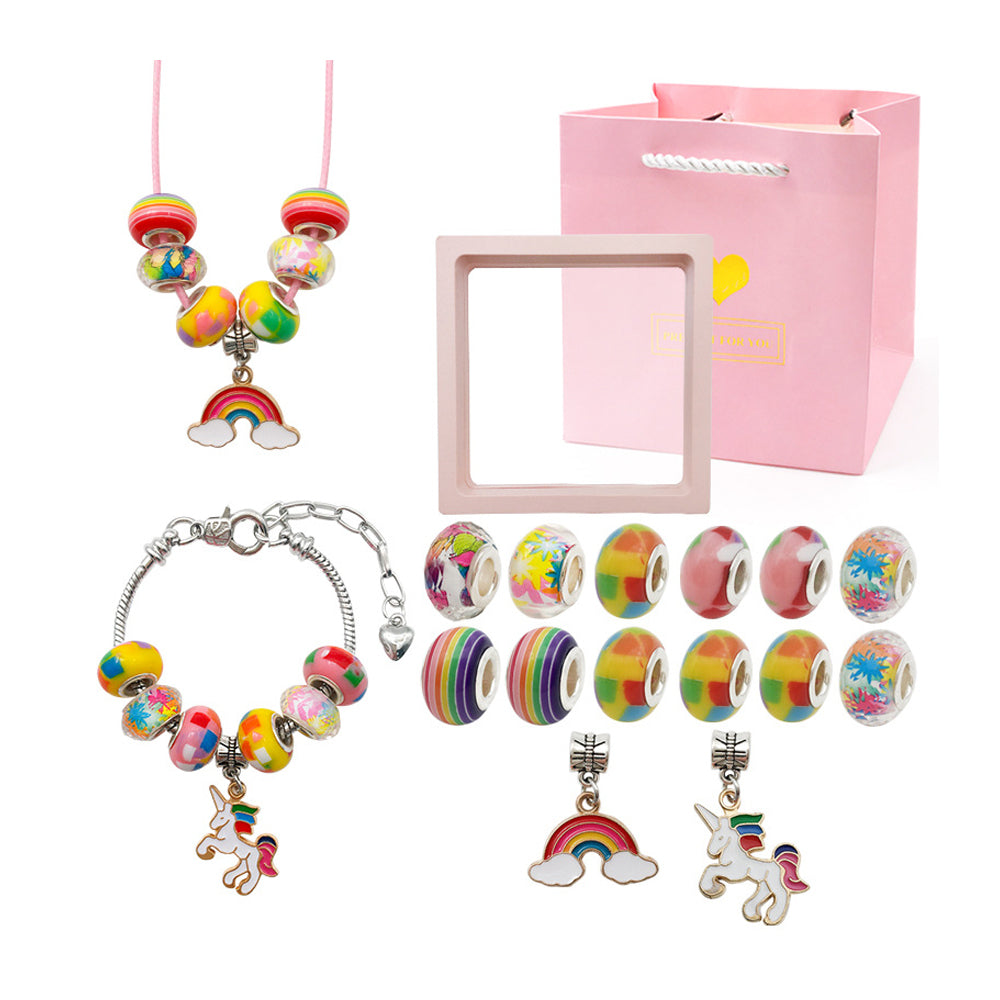 16 Pcs DIY Bracelet Kids Charm Bracelet Making Kit Beads Bracelet DIY Craft