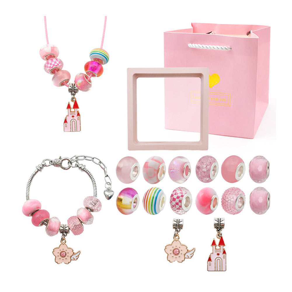 16 Pcs DIY Bracelet Kids Charm Bracelet Making Kit Beads Bracelet DIY Craft