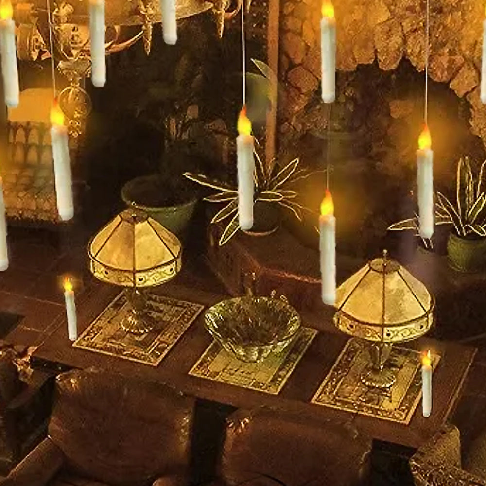 12Pcs LED Floating Candle Lights with Magic Stick Remote