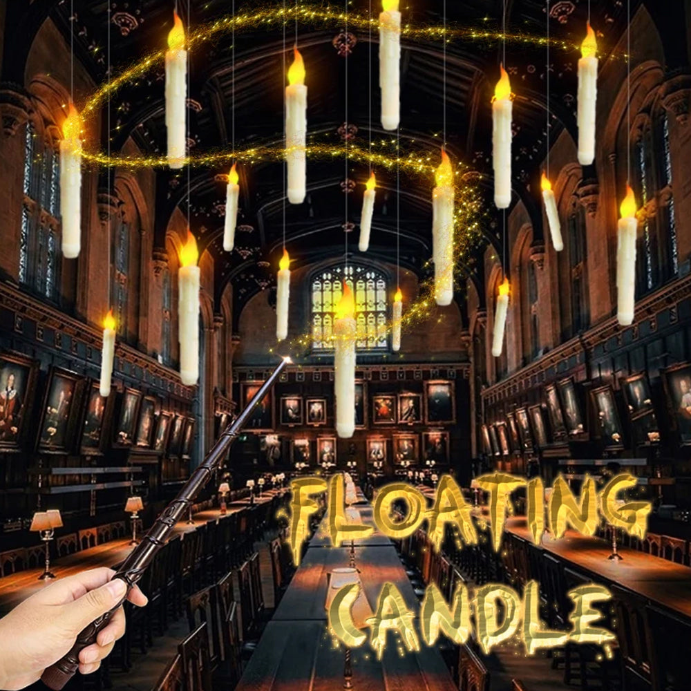 12Pcs LED Floating Candle Lights with Magic Stick Remote