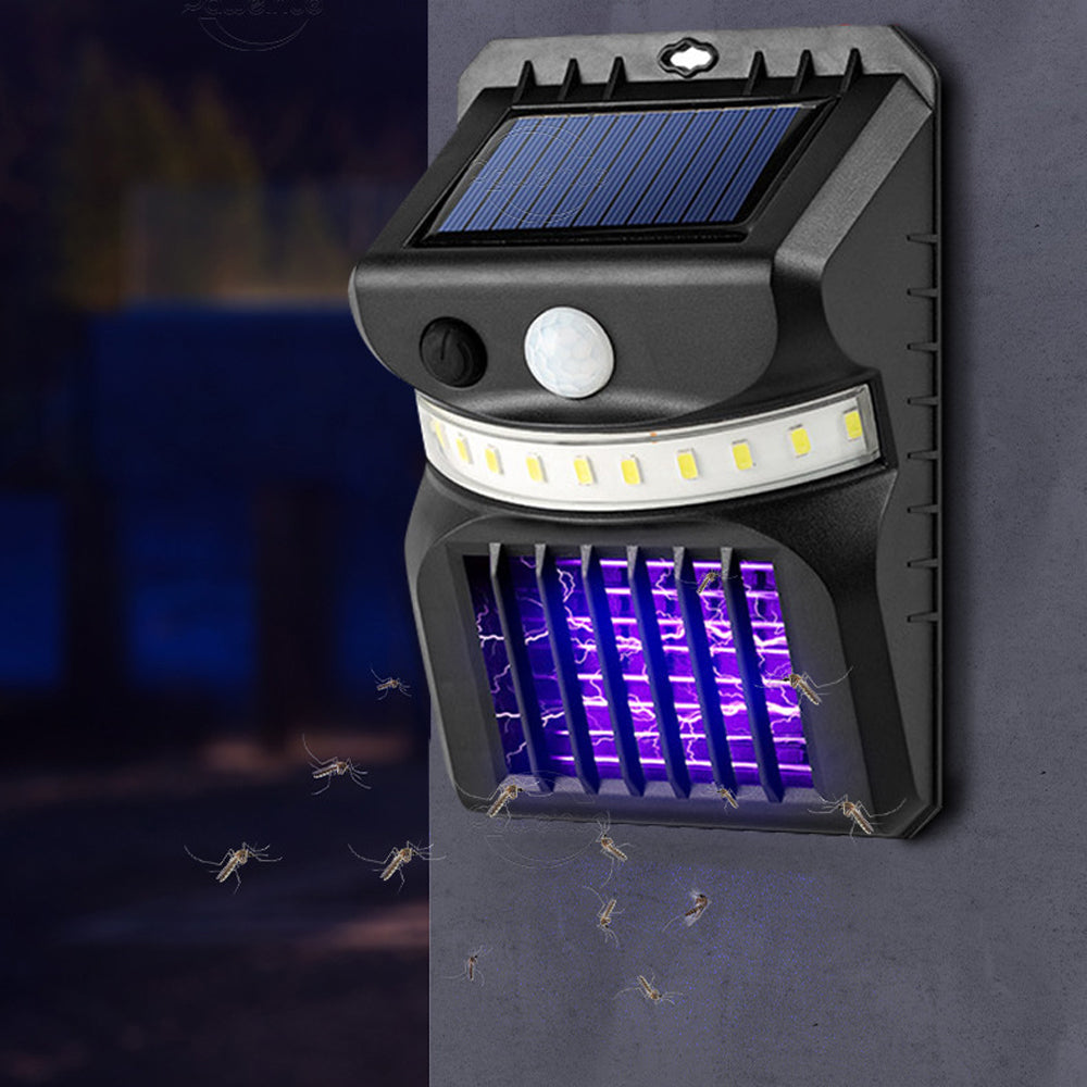 2-in-1 Solar 16/26LEDs Motion Sensor Mosquito Wall Lamp-White + Purple Light